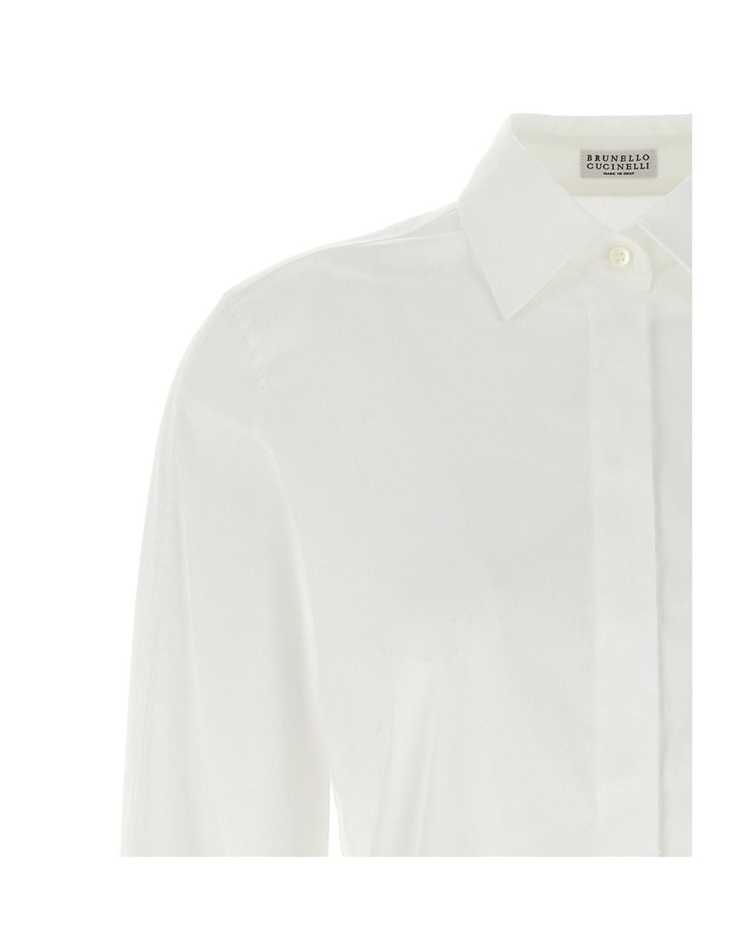 Brunello Cucinelli White Monile-Detailed Long-Sleeved Shirt