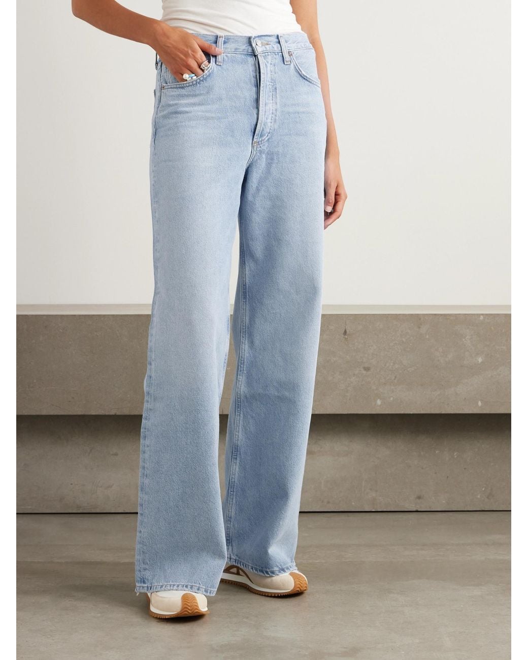 Agolde Blue High-Rise Wide-Leg Jeans