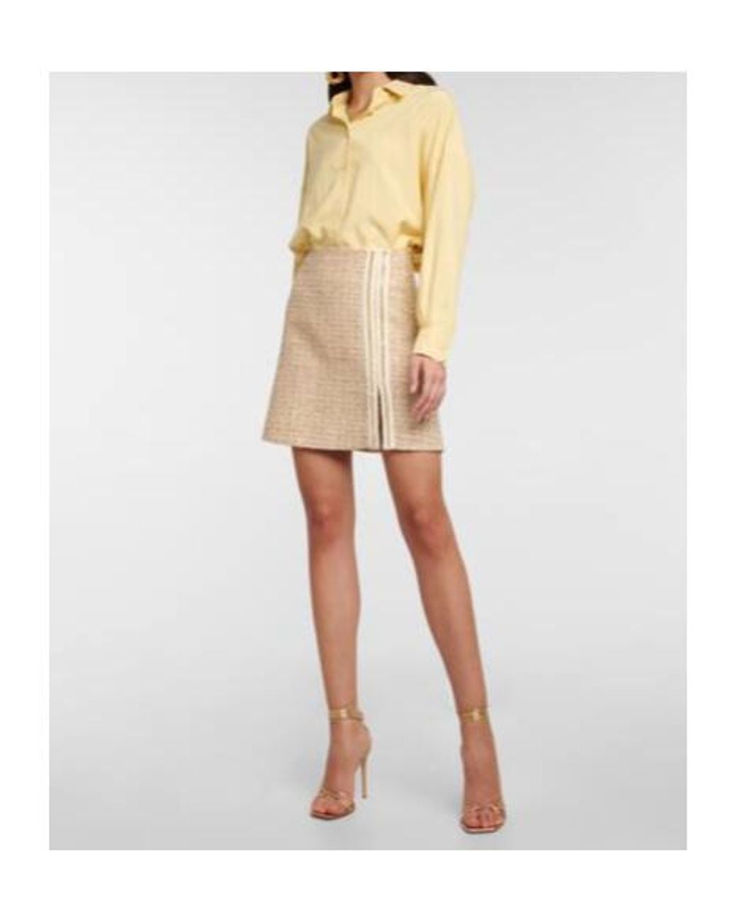 Giambattista Valli Natural Sequined Tweed Miniskirt