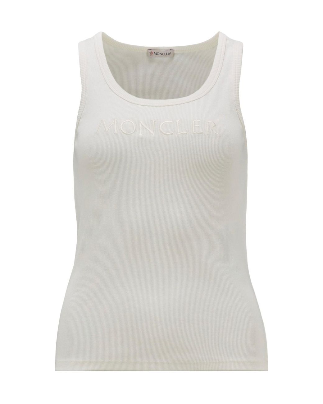 Moncler Gray Logo Embroidered Ribbed Tank Top