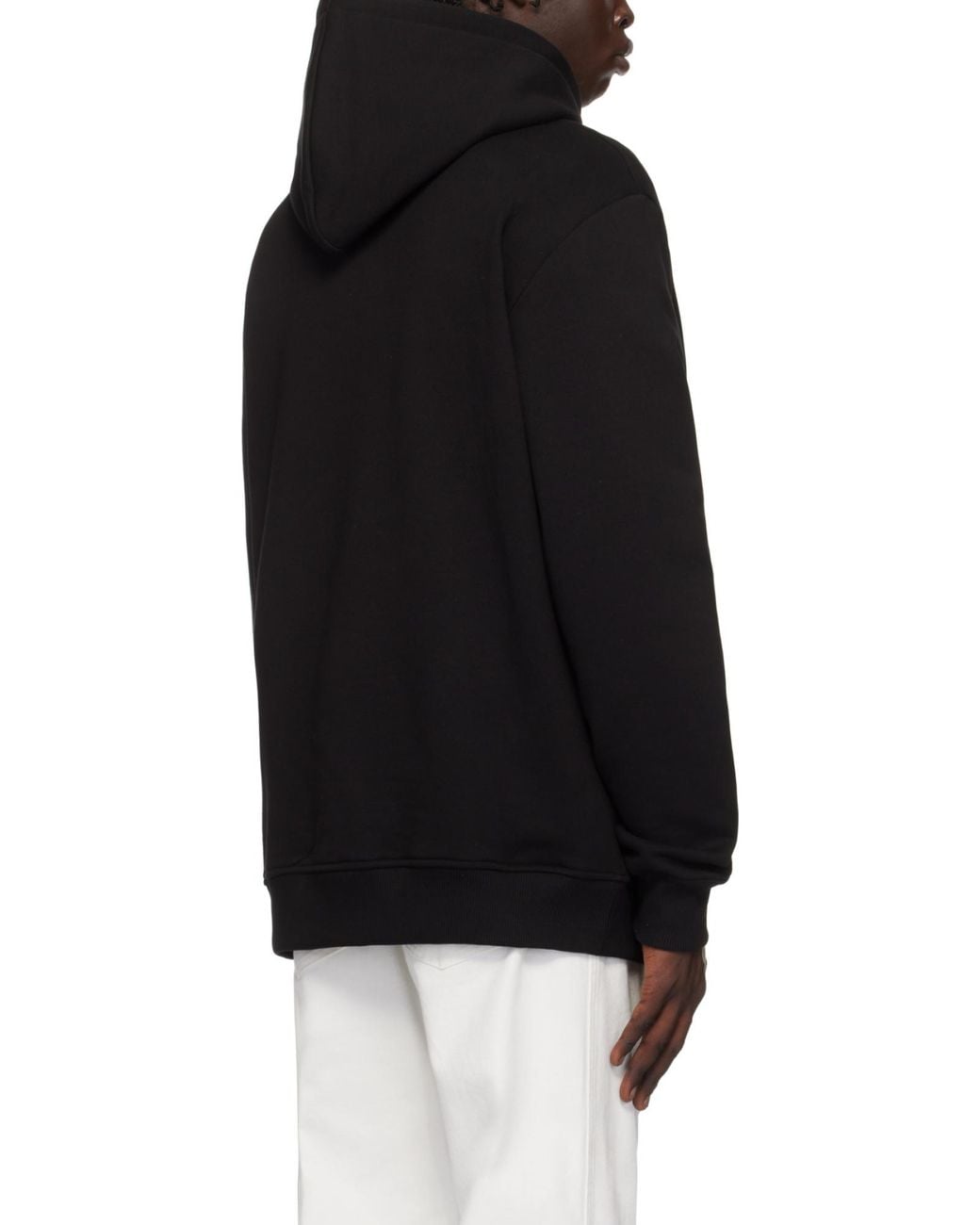 Balmain Blue Flocked-Logo Drawstring Hoodie for men