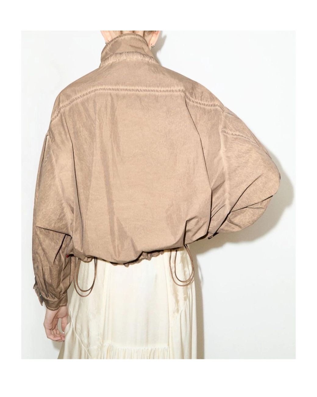 MAX&Co. Natural Oversized Nylon Bomber Jacket