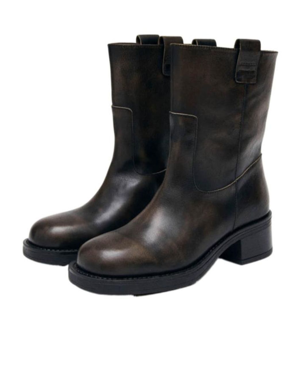 Alohas Black Rajan Vintage Effect Leather Boots