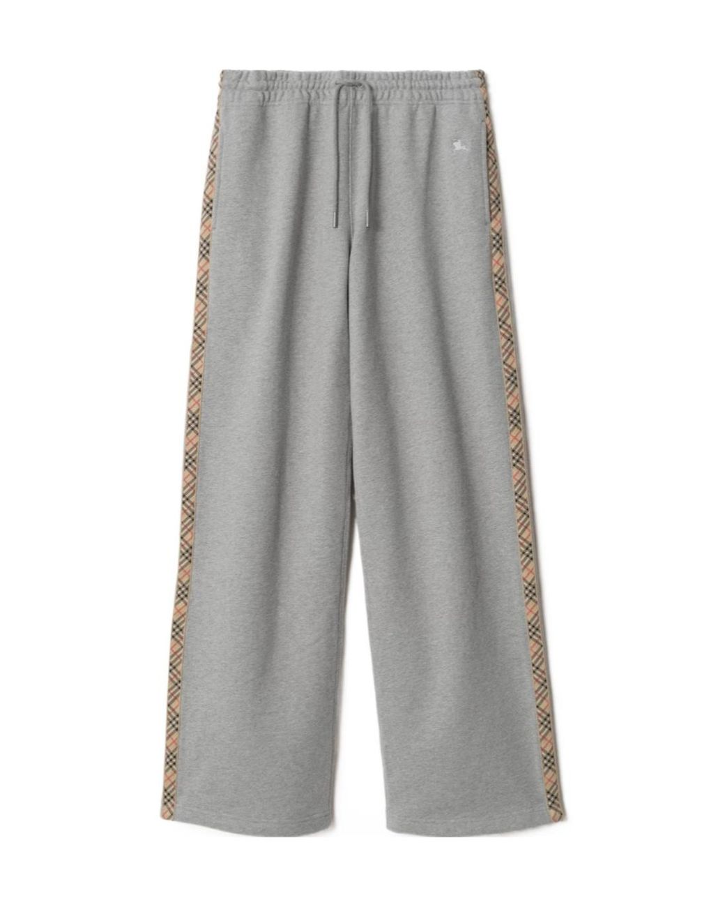 Burberry Gray Wide-Leg Checked Band Drawstring Trousers