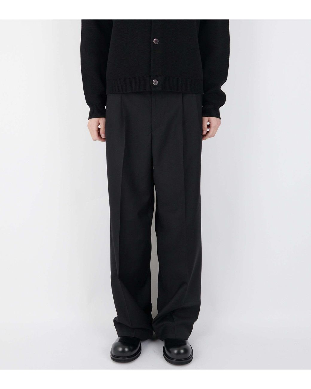 sunflower Black Wool Pleated Casual Pants for men