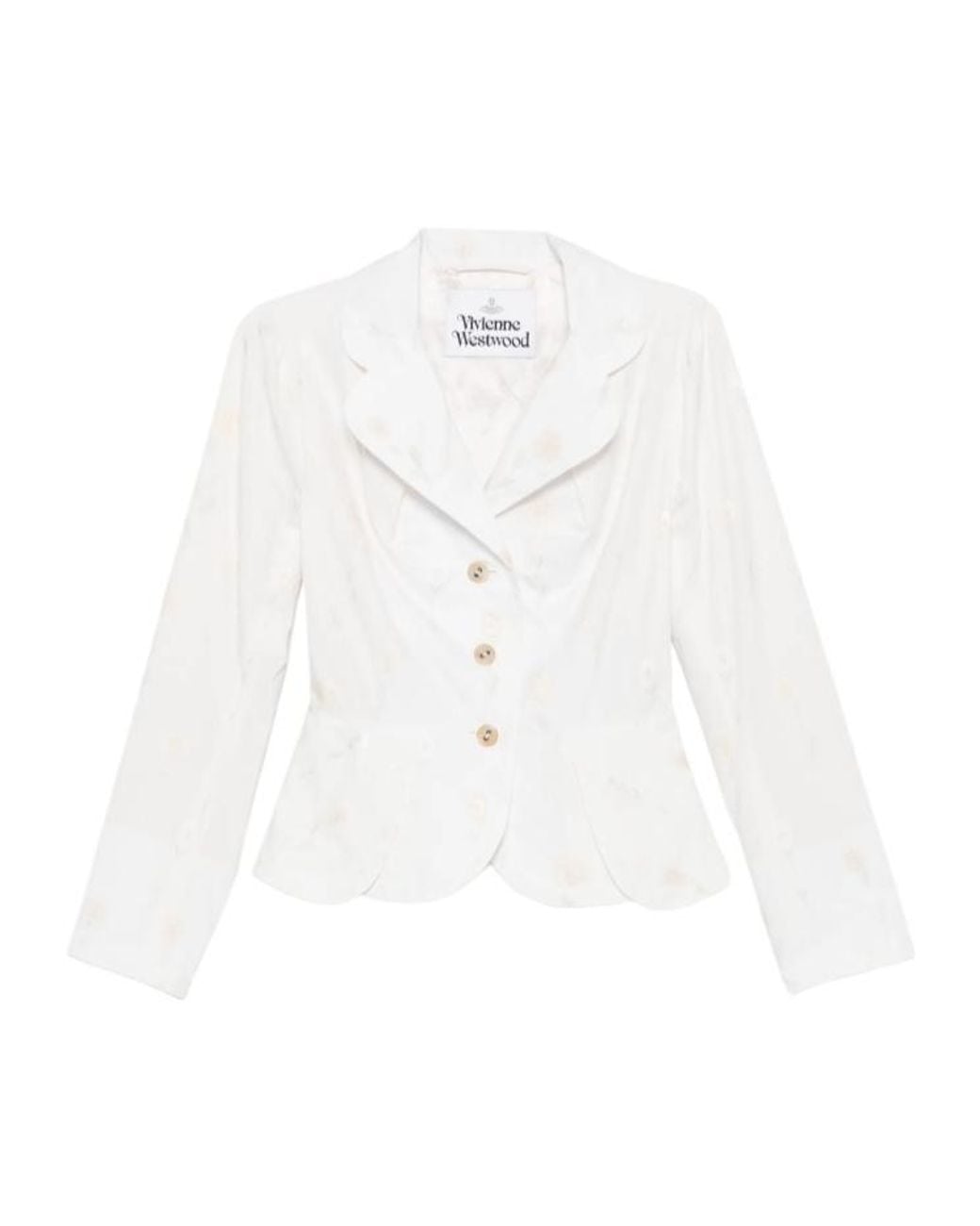 Vivienne Westwood White Embroidered-Flower Button Jacket