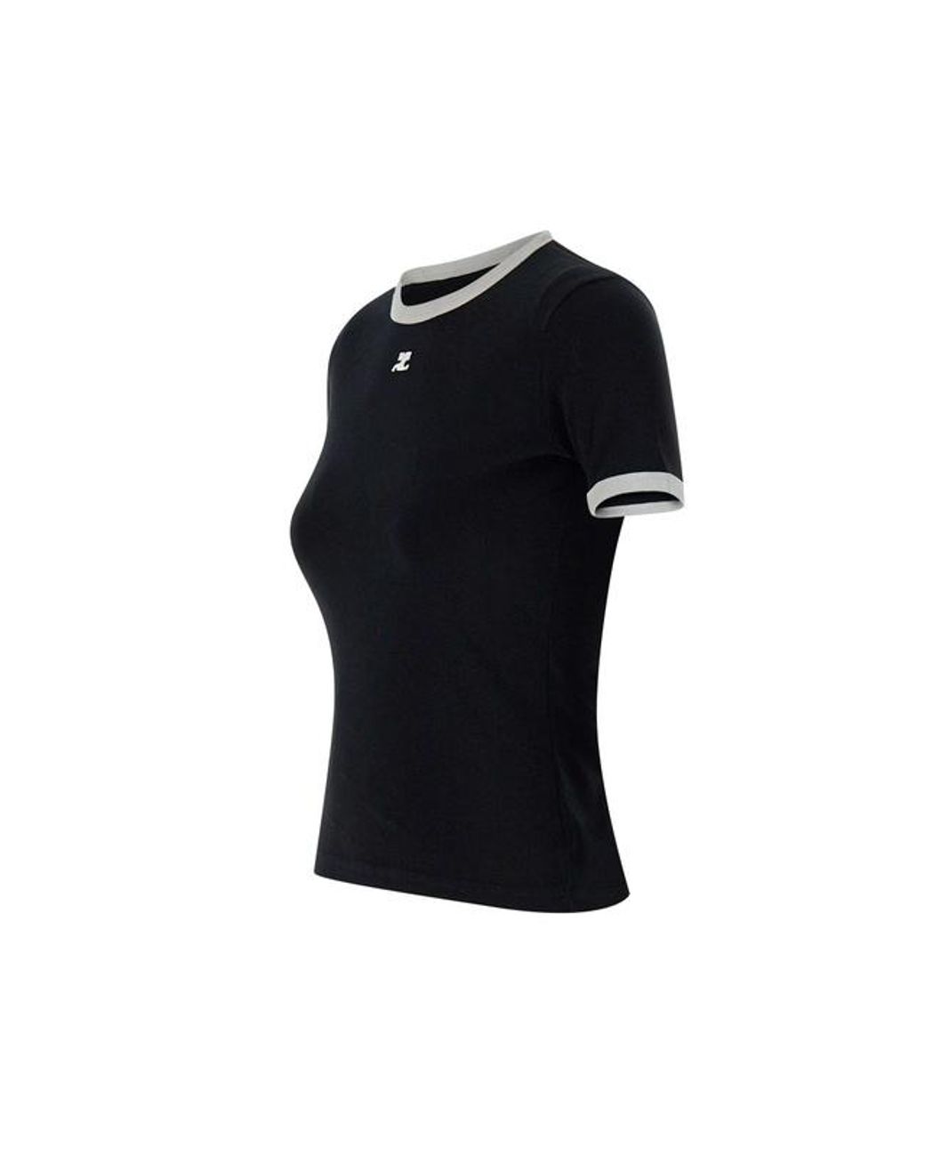 Courreges Black Courrèges Contrast Trim Logo T-Shirt
