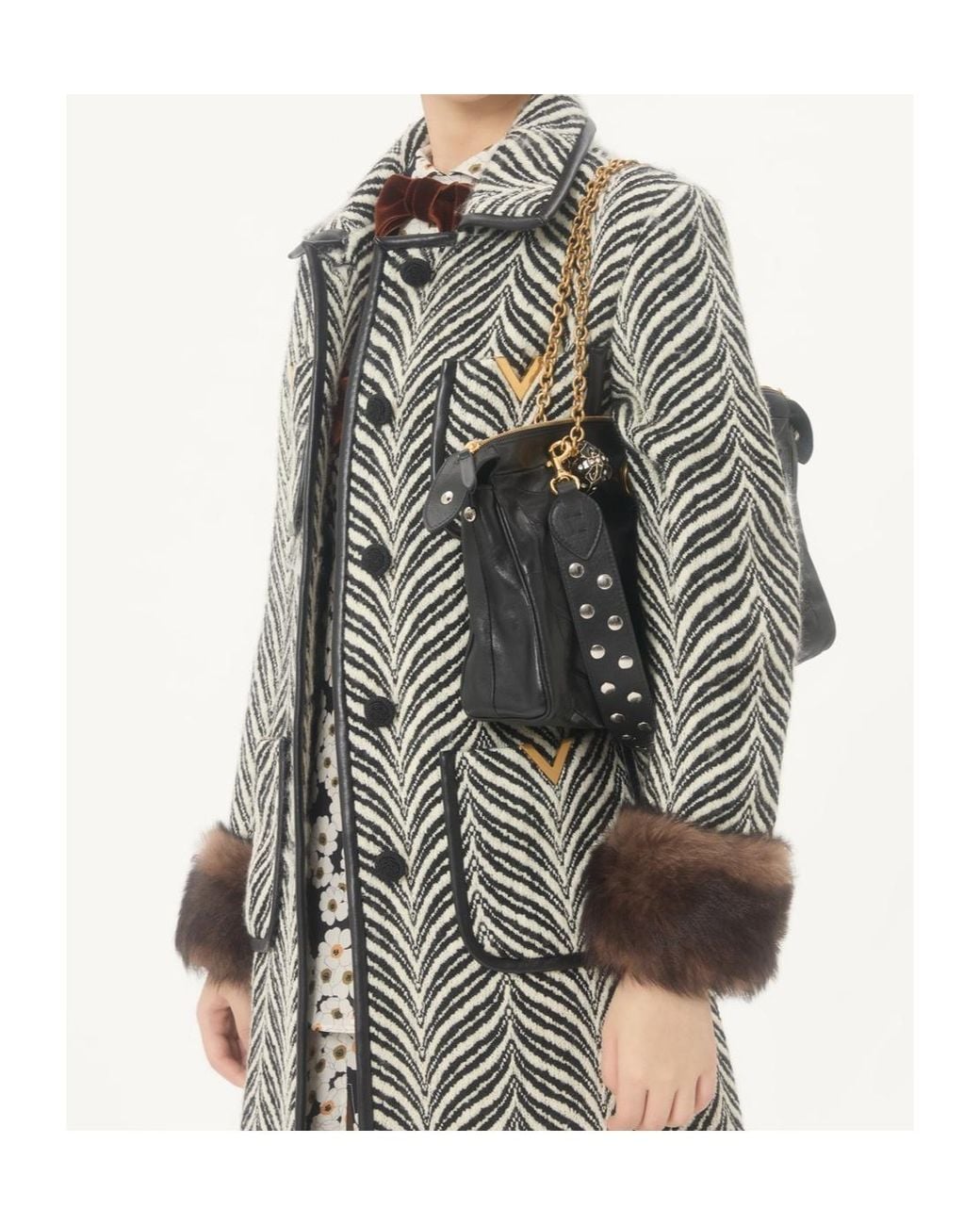 Valentino Gray Printed Single-Breasted Coat