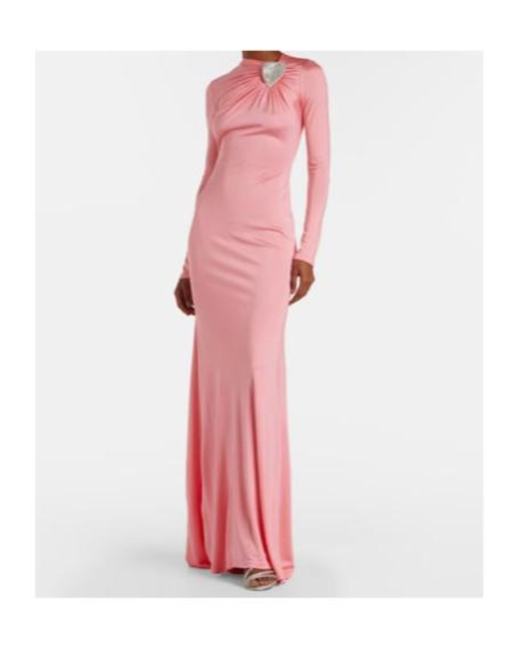 David Koma Pink Embellished Satin Gown