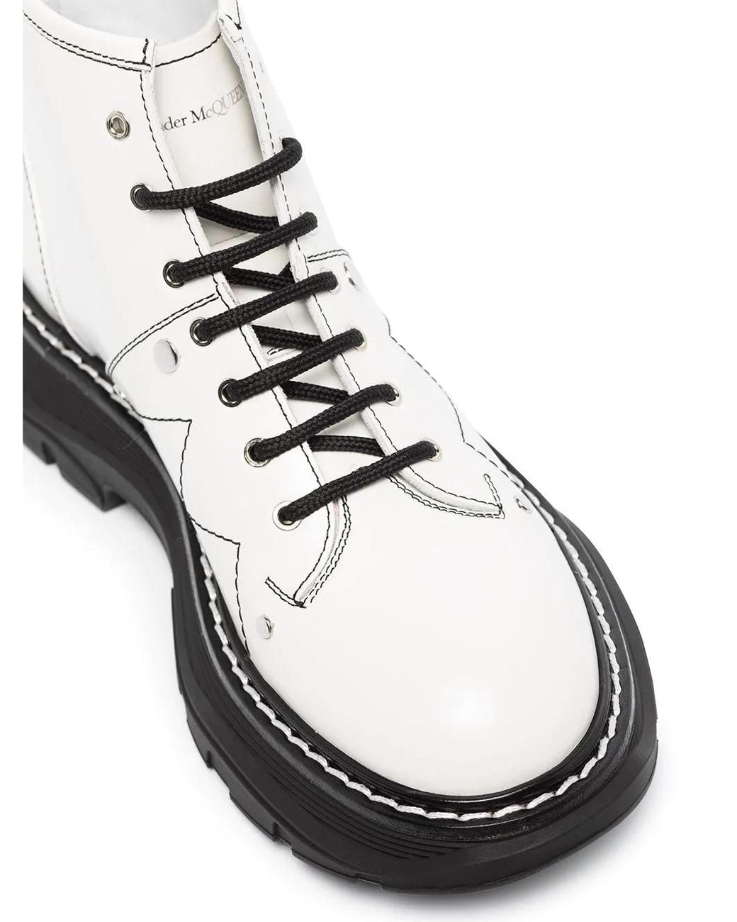 McQueen White Tread Lace-Up Boots