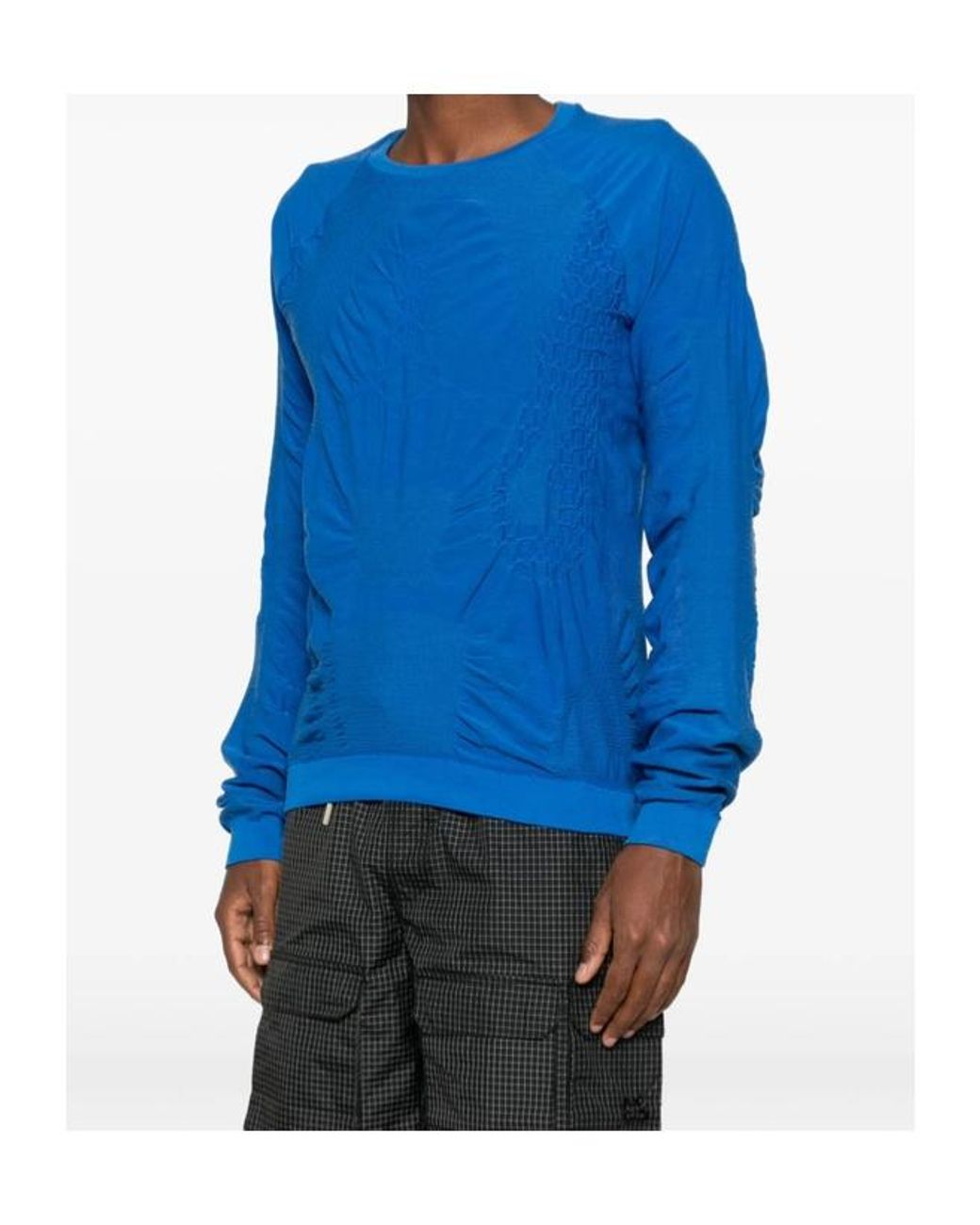 Roa Blue Wama 3D Textured-Knit Long-Sleeve T-Shirt for men