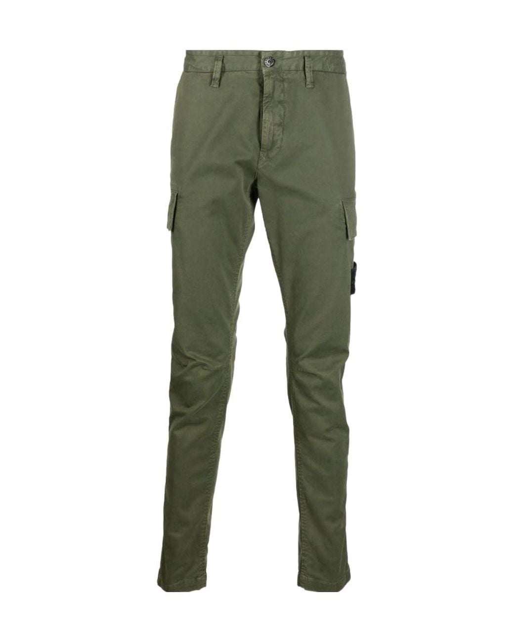 Stone Island Green Logo Details Tooling Casual Pants for men