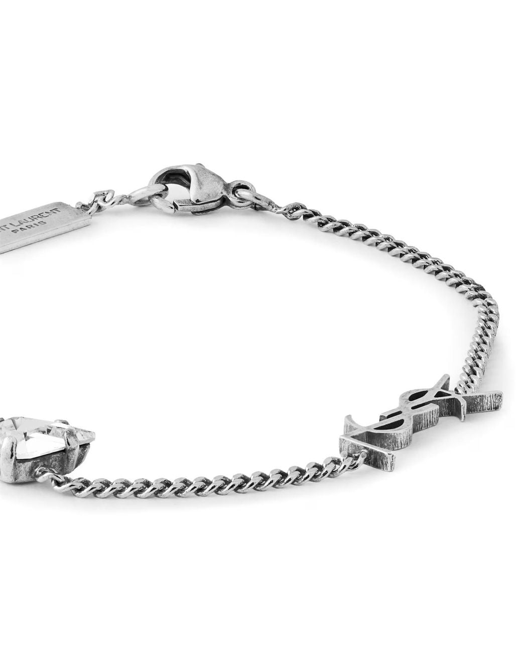 Saint Laurent Metallic Rhinestone Inlaid Bracelet for men