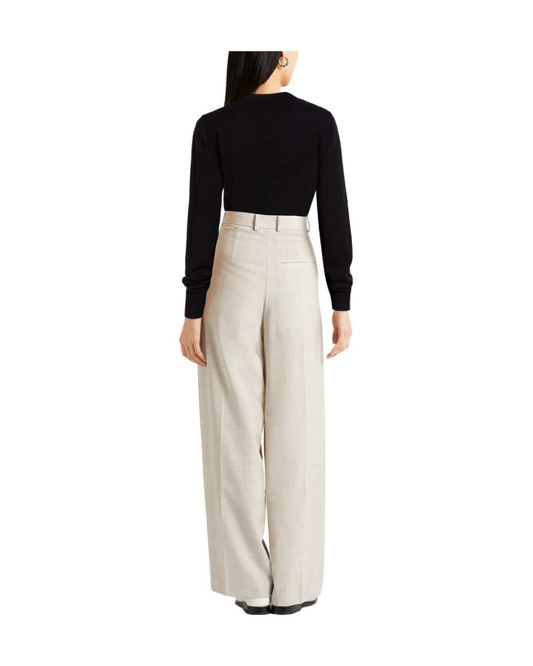 Max Mara Black Solid Color Knitted V-Neck Long Sleeve Shirt