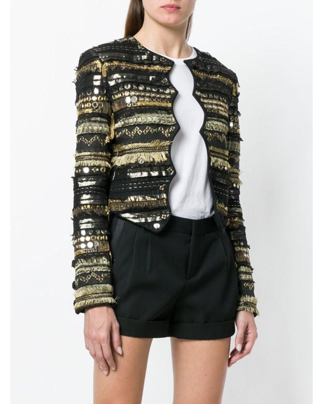 Saint Laurent Black Embroidered Fitted Jacket