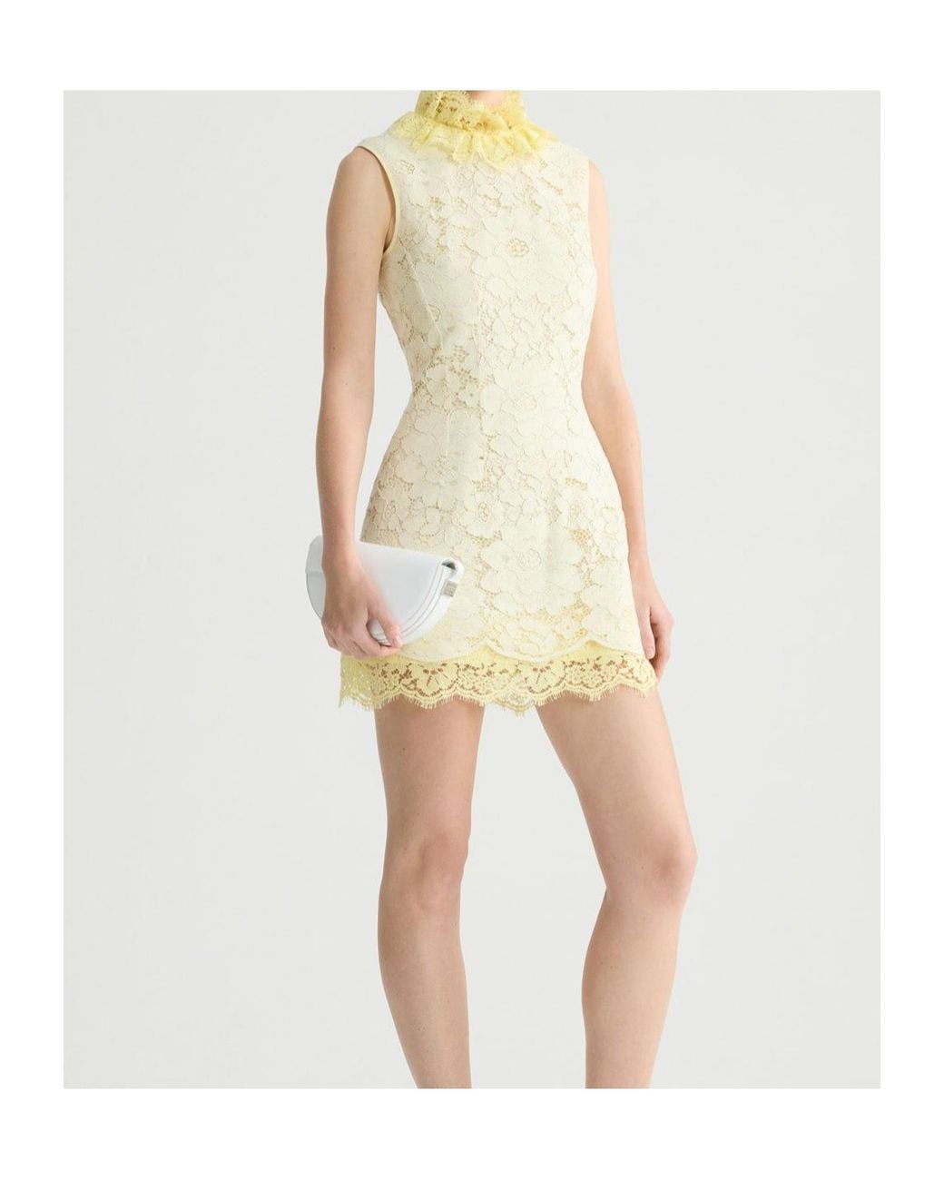 Patou Yellow Lace Ruffled Mini Dress