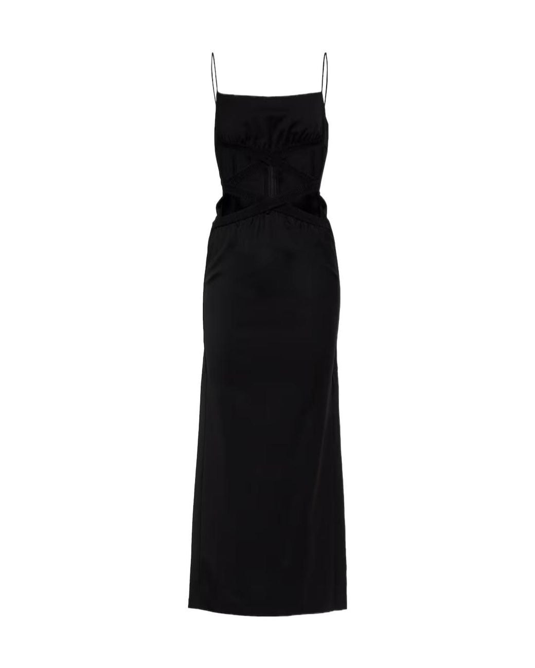 Christopher Esber Black Hollow-Out Slip Dress