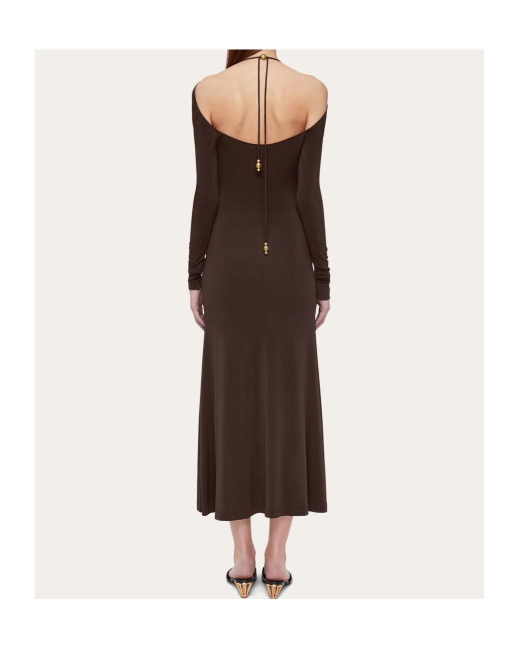 Ferragamo Brown Ferragamo Long Crepe Dress