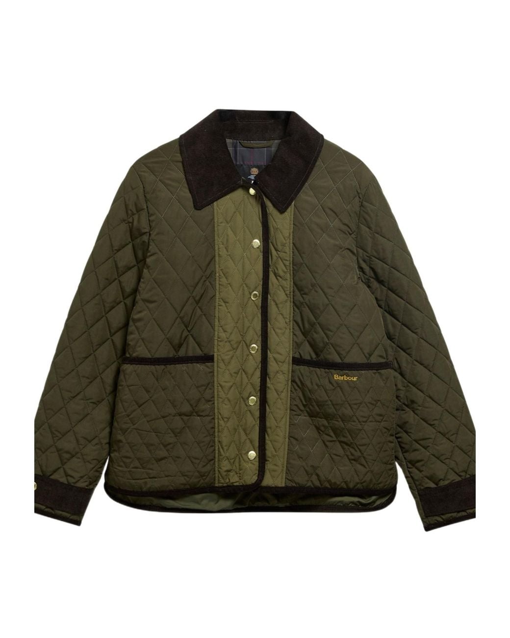 Barbour Green Diamond Quilted Cord Collar Jacket