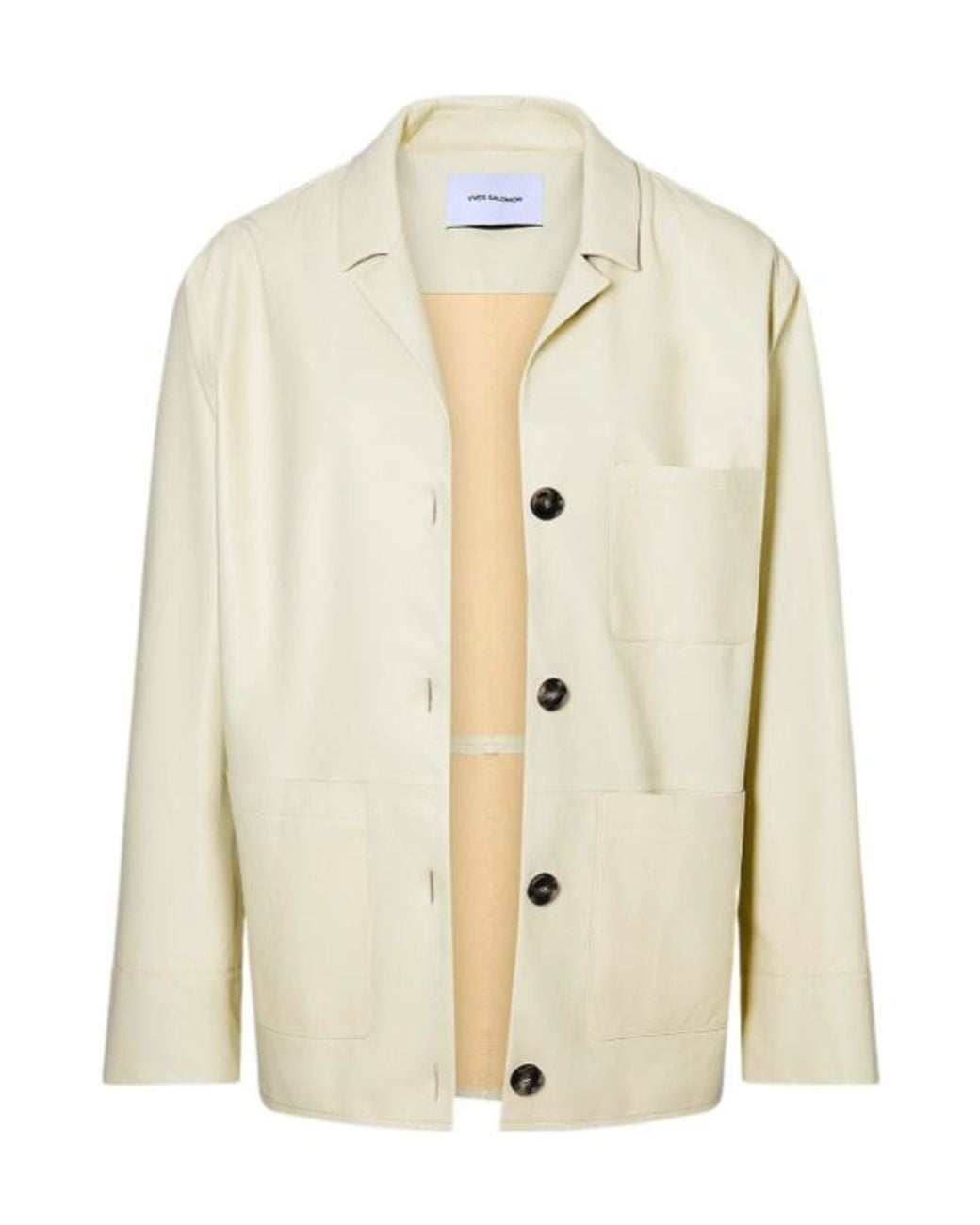 Yves Salomon White Button Leather Jacket