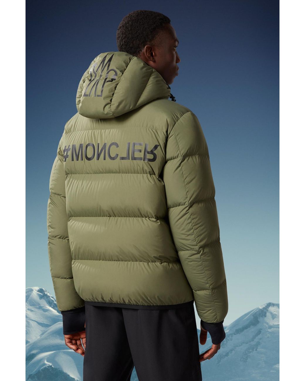 Moncler Green Grenoble Adret Logo Printed Padded Jacket for men
