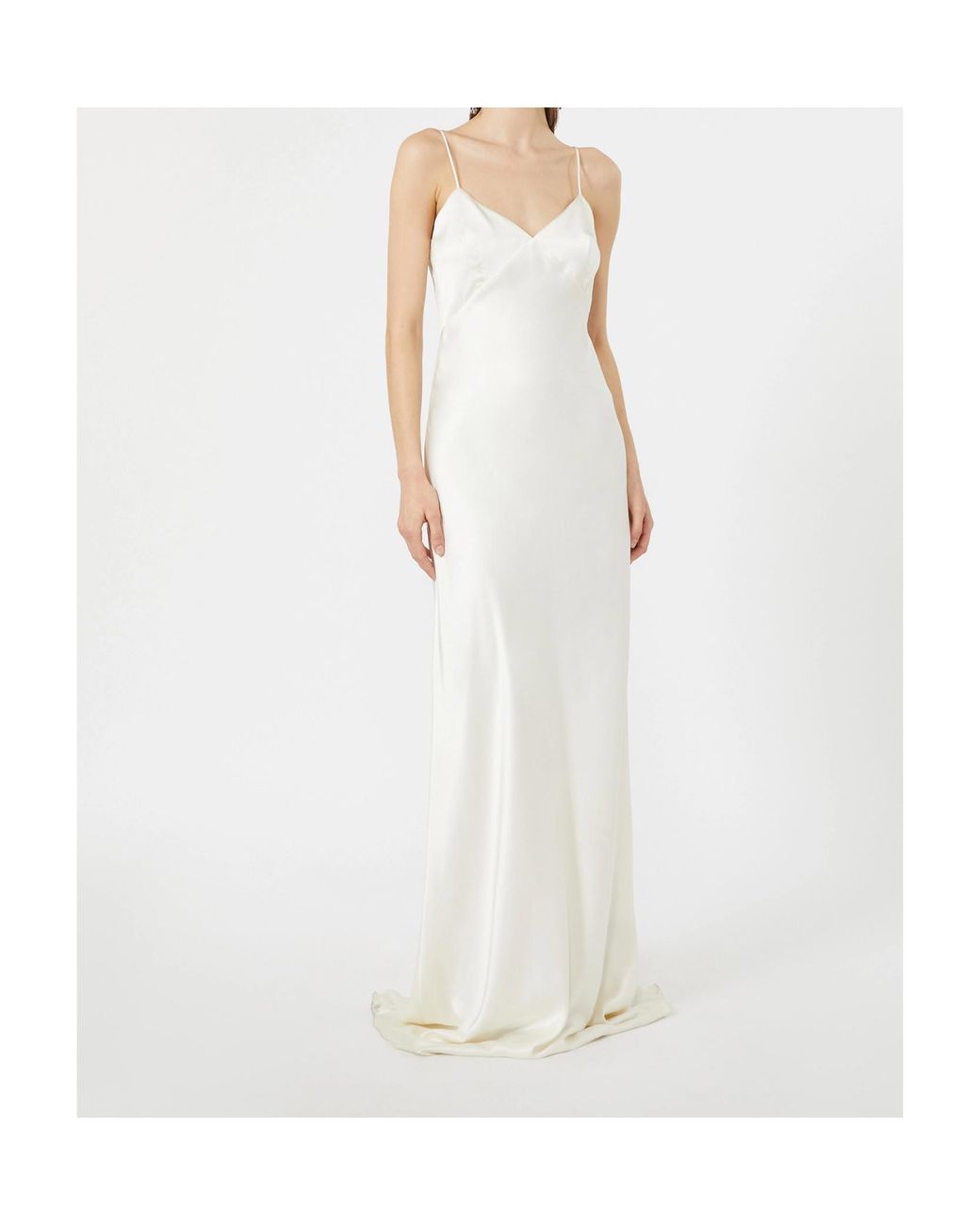 Max Mara White Silk V-Neck Maxi Dress