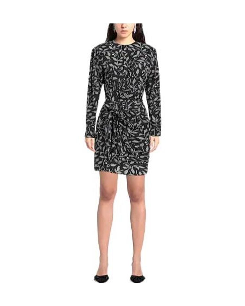 Isabel Marant Black Floral Printed Long-Sleeve Dress
