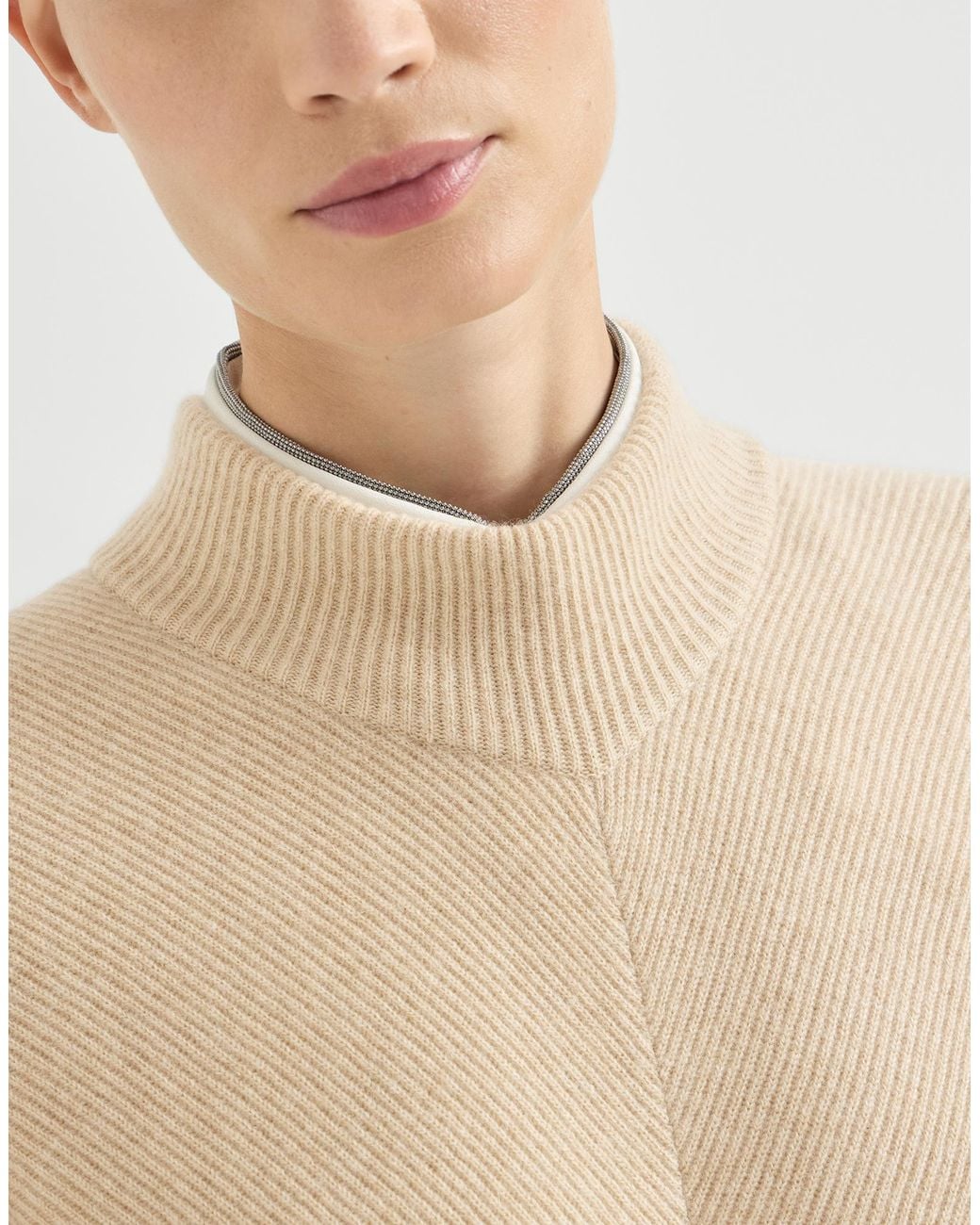 Brunello Cucinelli Natural Long-Sleeved Dress