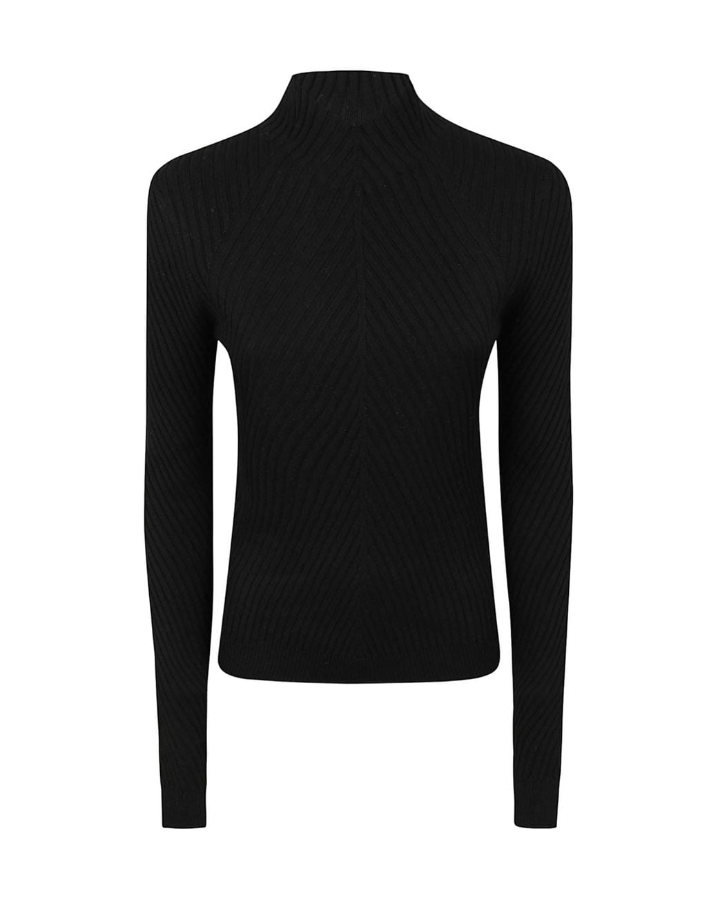 Victoria Beckham Black Georgia Ribbed Knitted Sweater