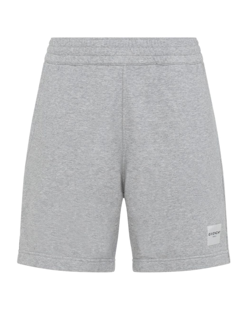 Givenchy Gray Paris Logo Patch Elastic Waist Shorts for men