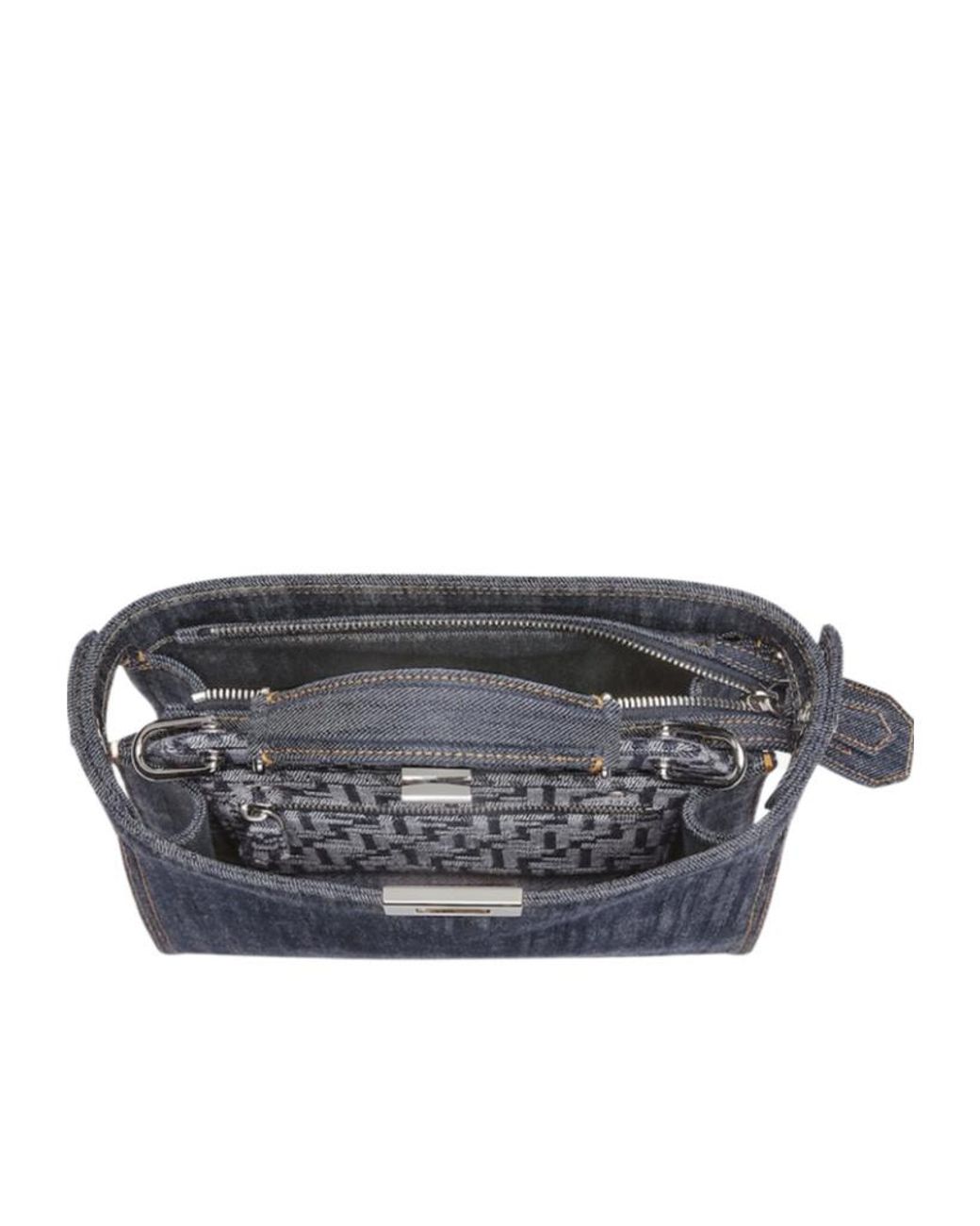 Fendi Blue Peekaboo Iseeu Mini Denim Tote Bag for men