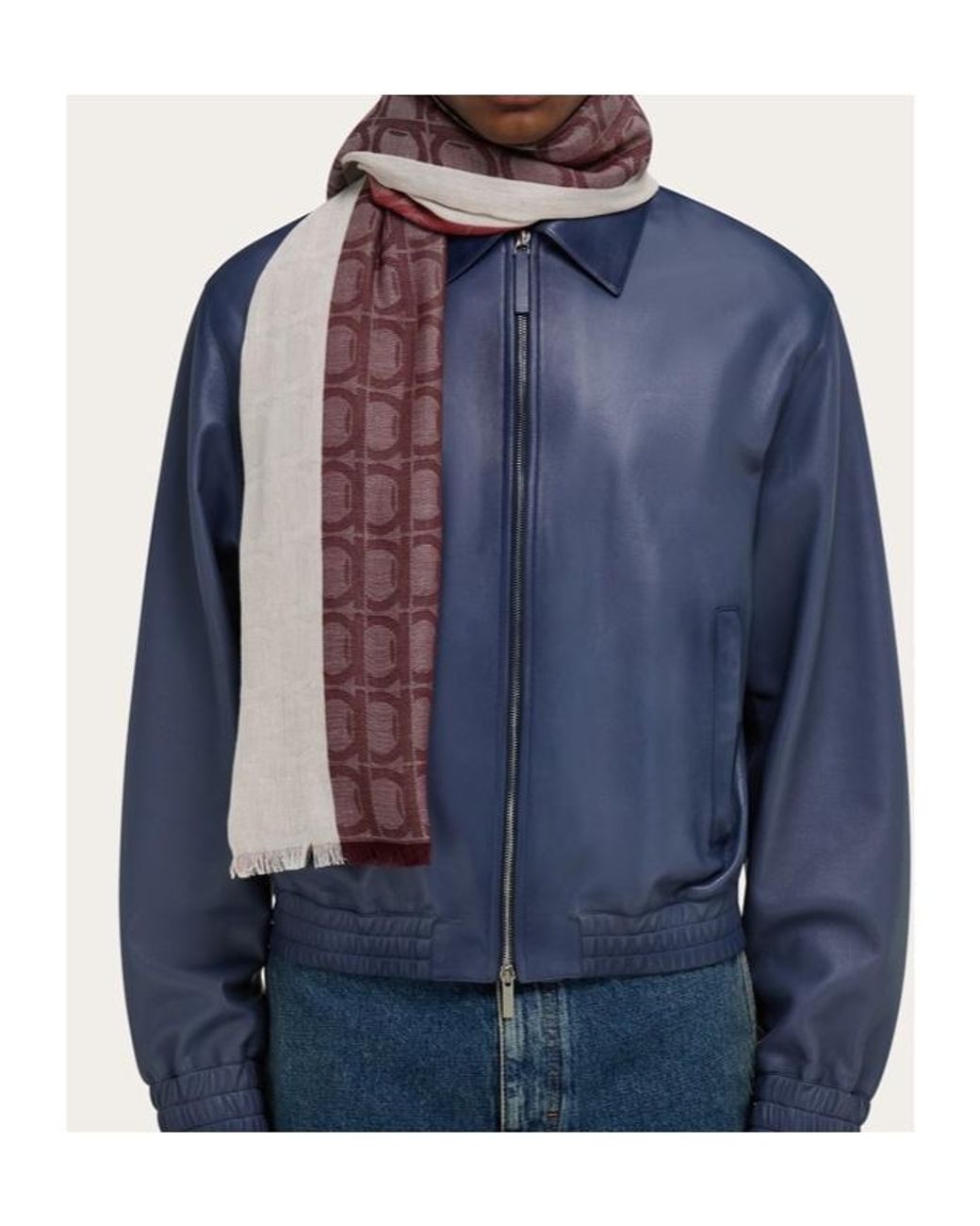 Ferragamo Red Ferragamo Gancini Colourblock Frayed-Edge Scarf for men