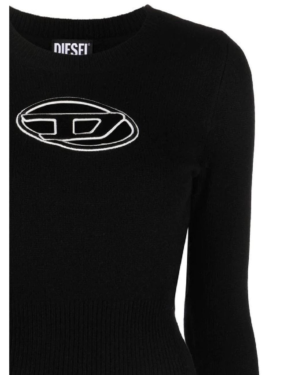 DIESEL Black M-Areesa Logo Embroidered Crew Neck Jumper