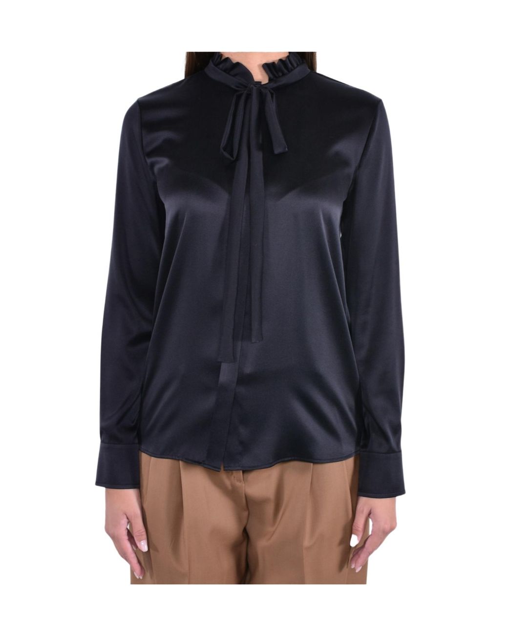 Max Mara Blue Studio Gilles Long-Sleeved Satin Top