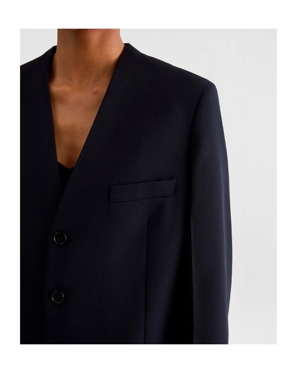 Jil Sander Black Collarless Single-Breasted Blazer