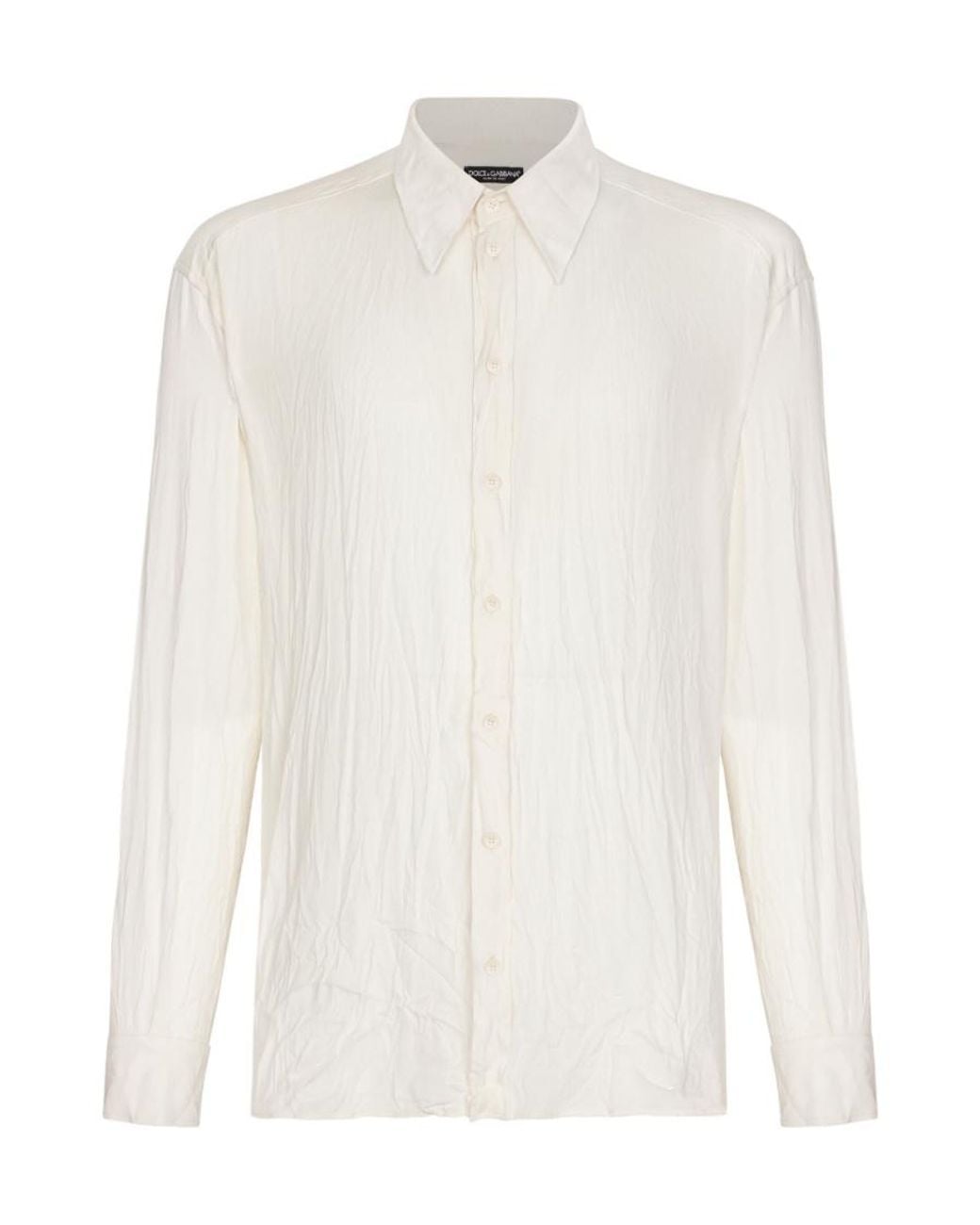 Dolce & Gabbana White Lapel Long-Sleeved Shirt for men