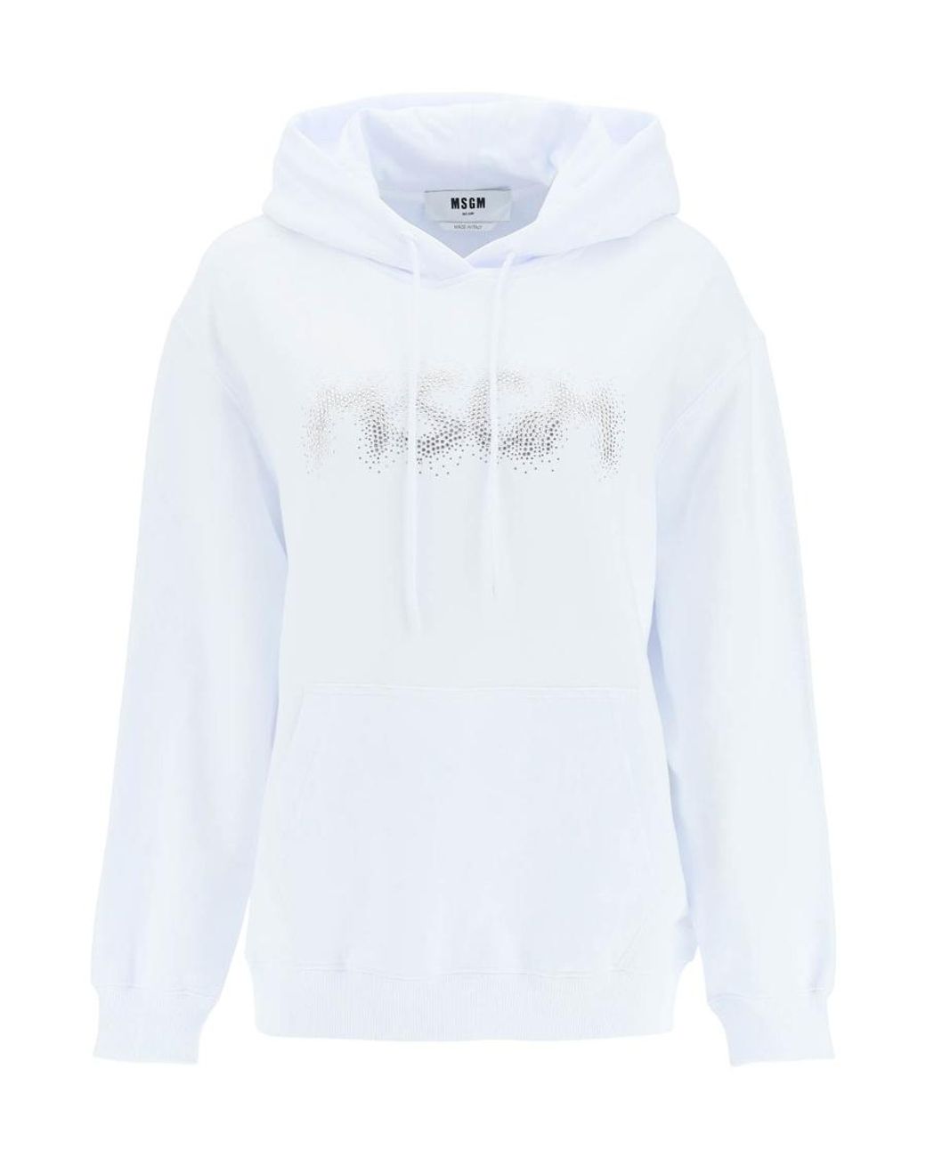 MSGM White Embellished Drawstring Hoodie