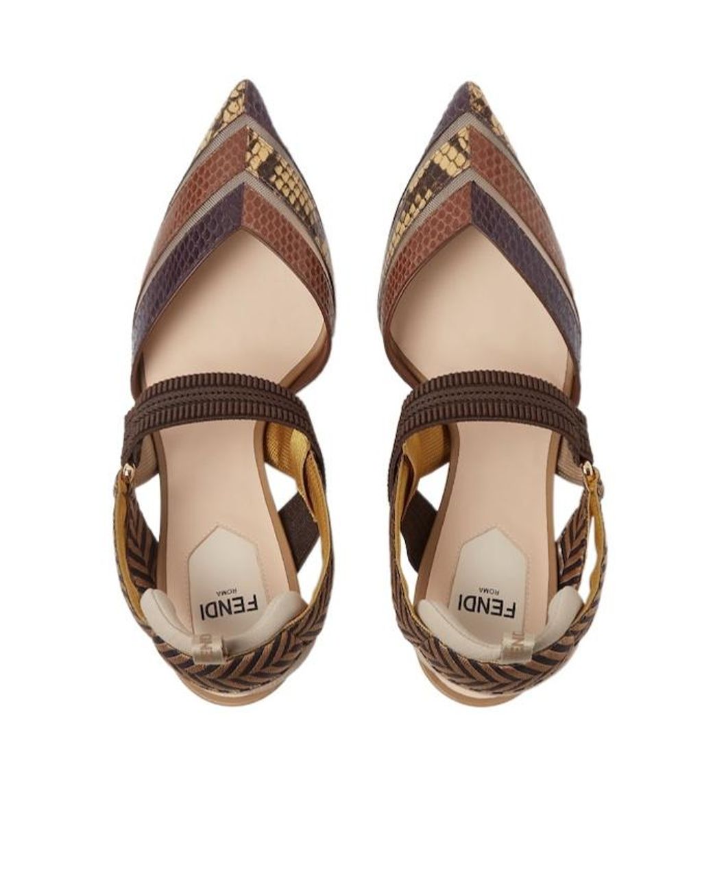 Fendi Metallic High-Heeled Mesh And Ayers Leather Slingbacks