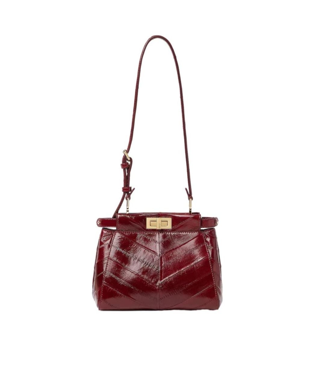 Fendi Red Burgundy Inlaid Hagfish Leather Bag