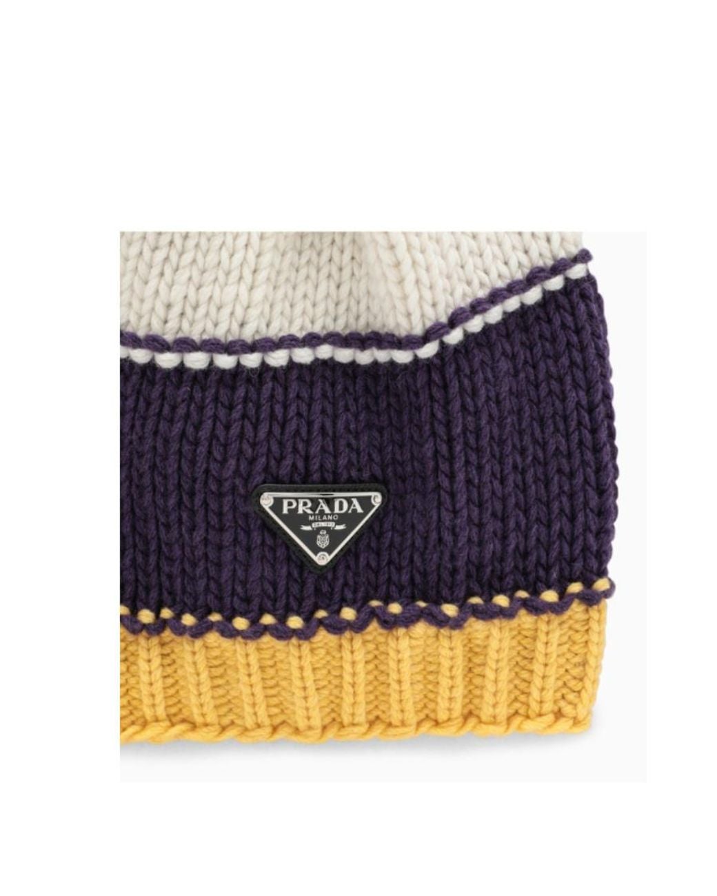 Prada Gray Striped Knit Beanie