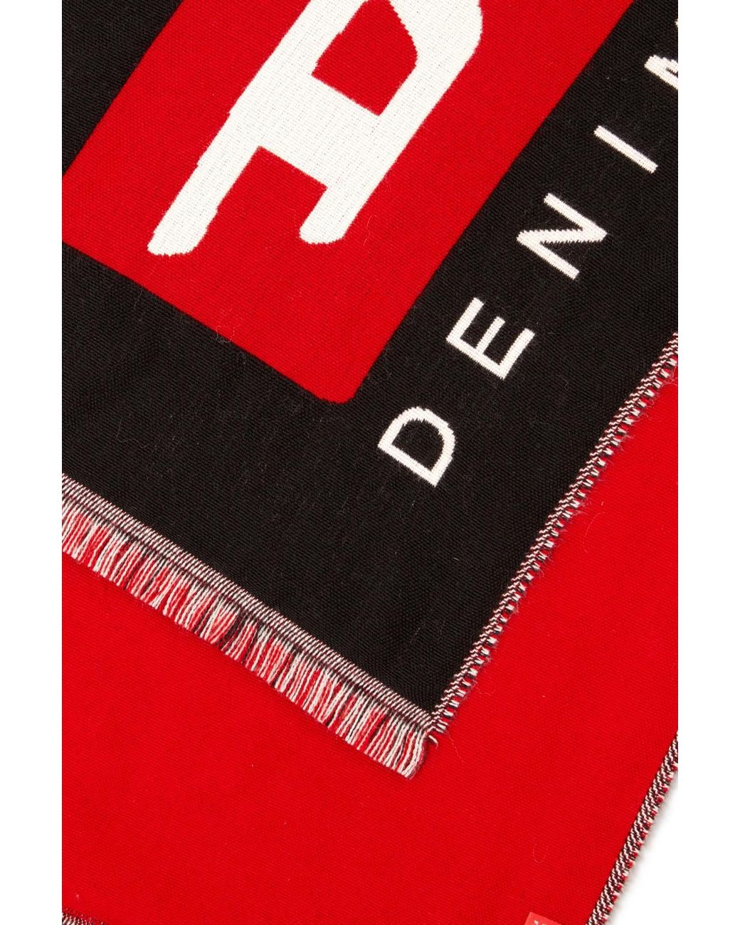 DIESEL Red Wool-Blend Scarf With Maxi Jacquard Logo for men