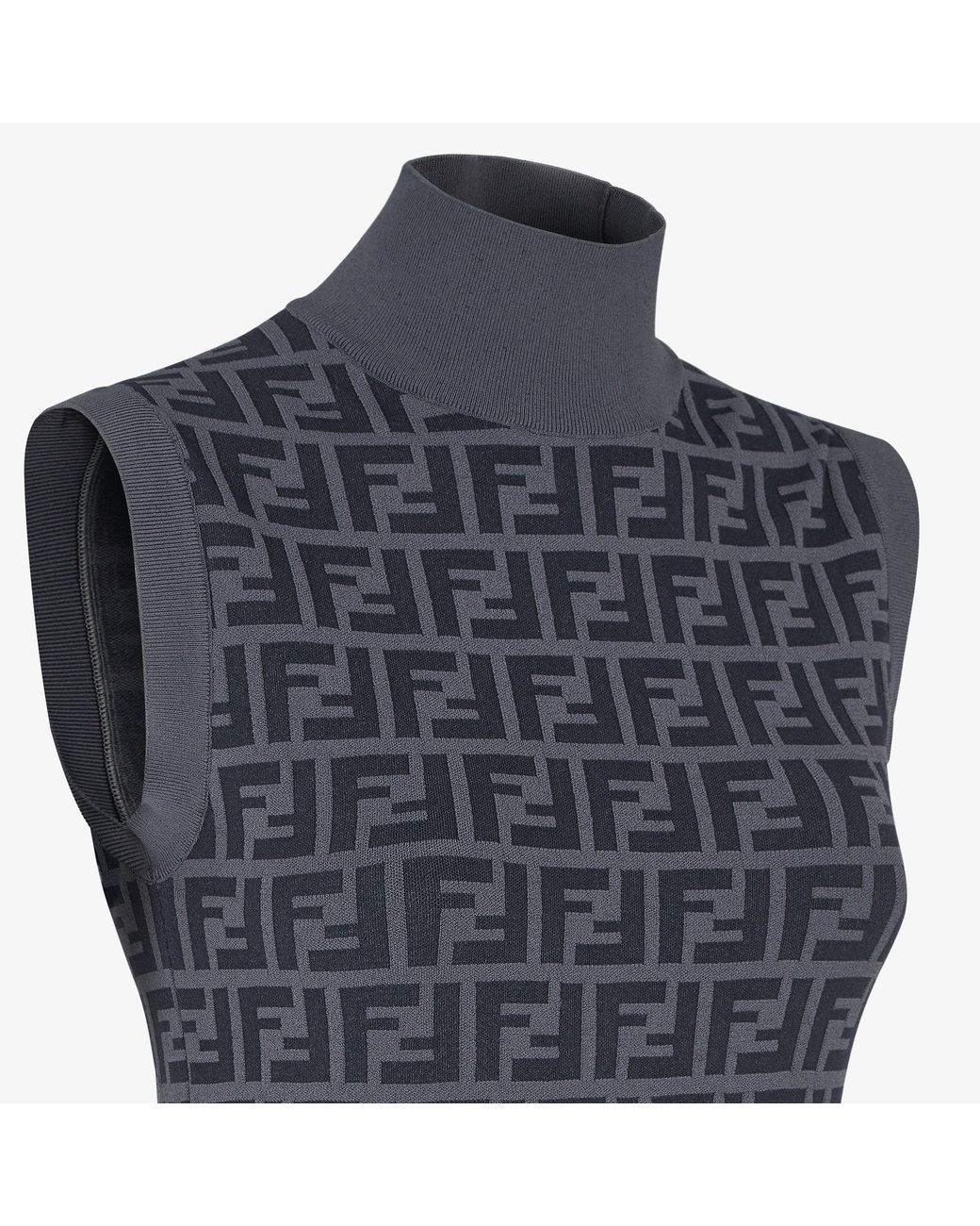 Fendi Blue Ff Motif Sleeveless Maxi Dress