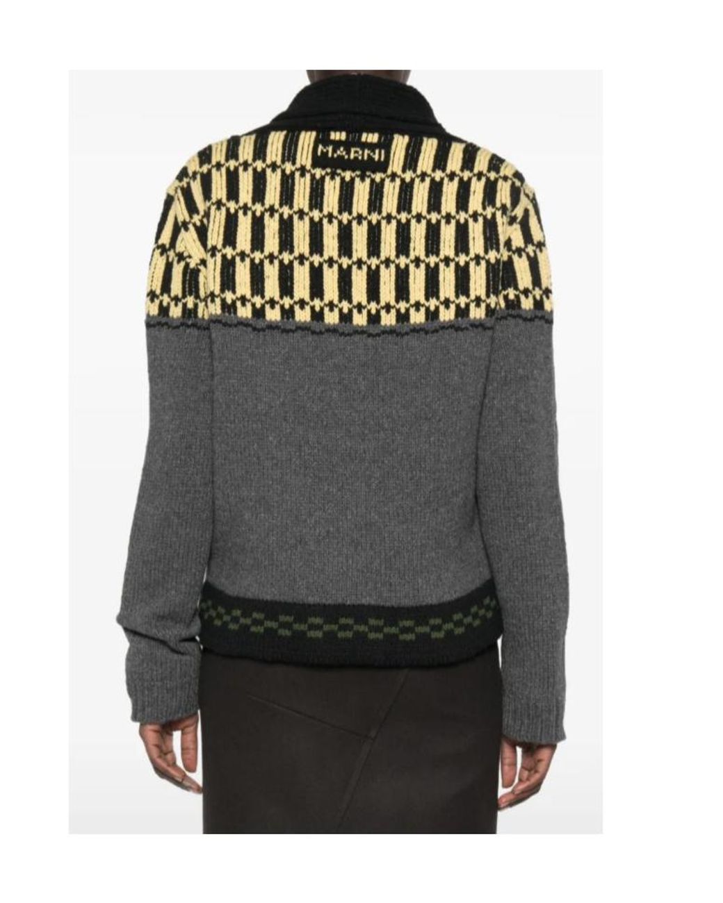 Marni Black Jacquard-Knitted Buttoned Cardigan