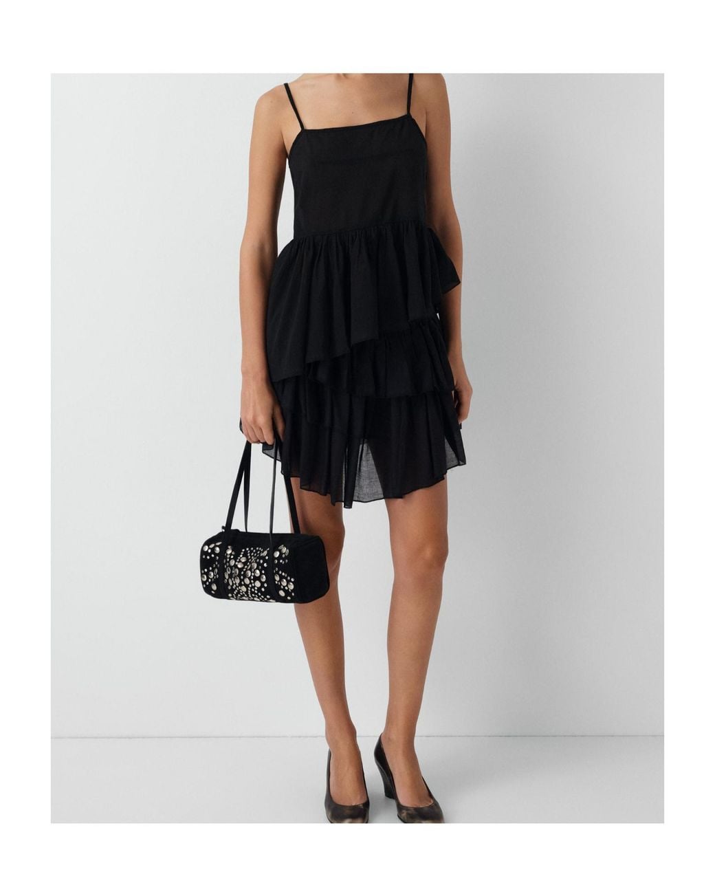 GIMAGUAS Black Joan Ruffled Mini Skirt