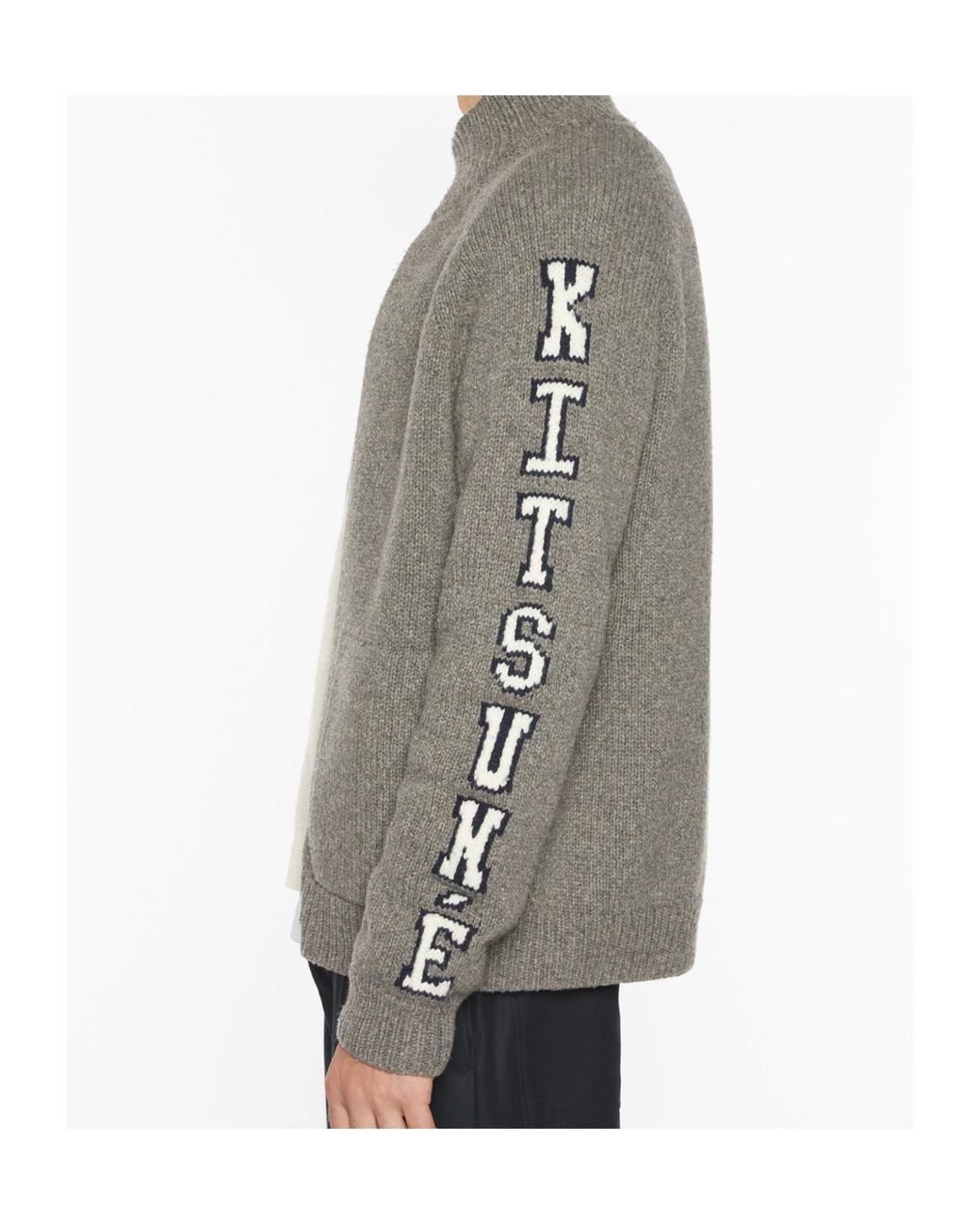 Maison Kitsuné Gray Maison Kitsuné College Knitted Jacket for men