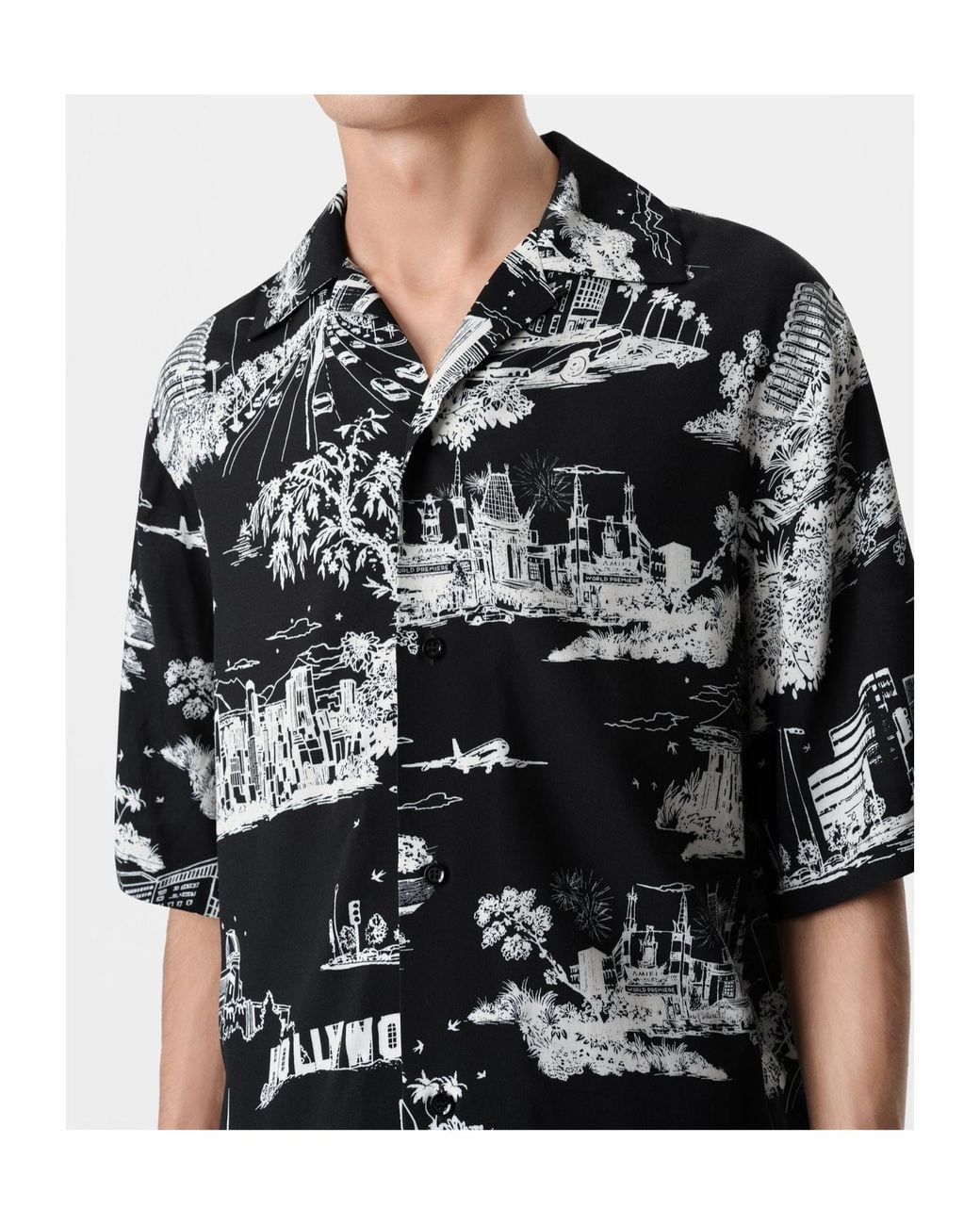 Amiri Gray La Landmark Short-Sleeved Shirt for men