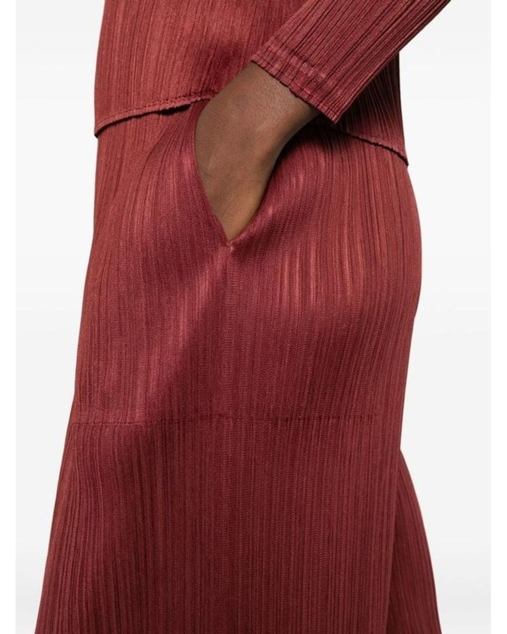 Pleats Please Issey Miyake Red Pleated Trousers