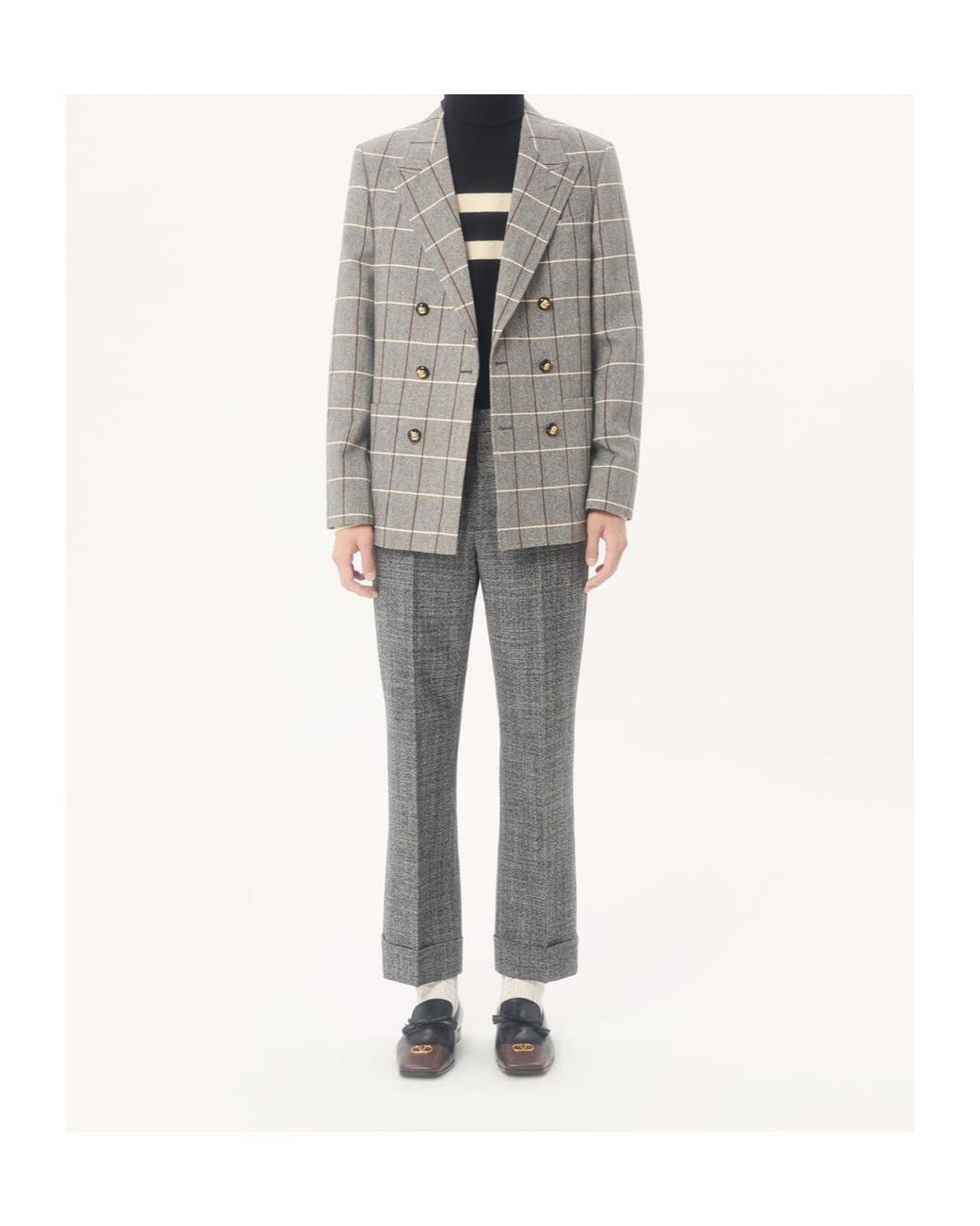 Valentino Gray Mouliné Wool Trousers With Turn-Ups for men
