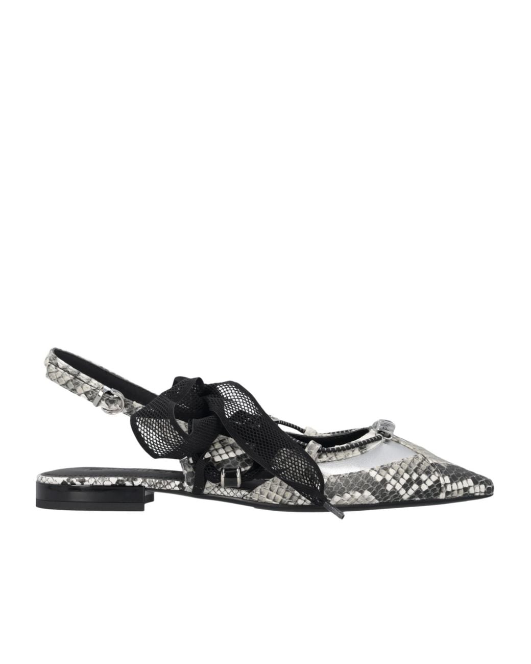 Pinko Black Bow Pointed-Toe Slingback Pumps