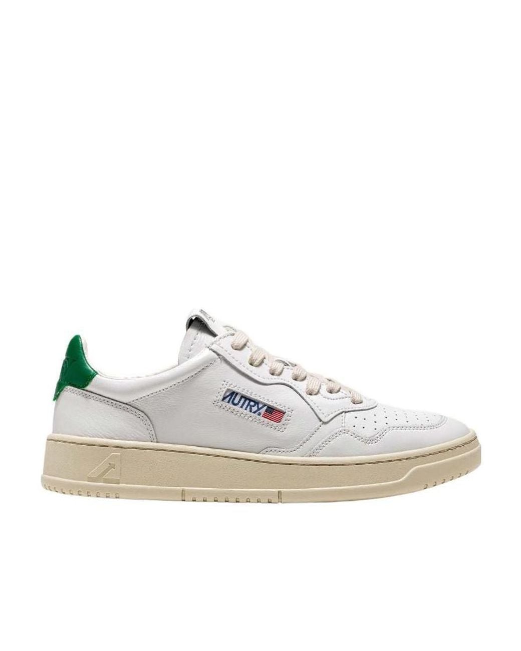 Autry White Perforated Low-Top Sneakers for men